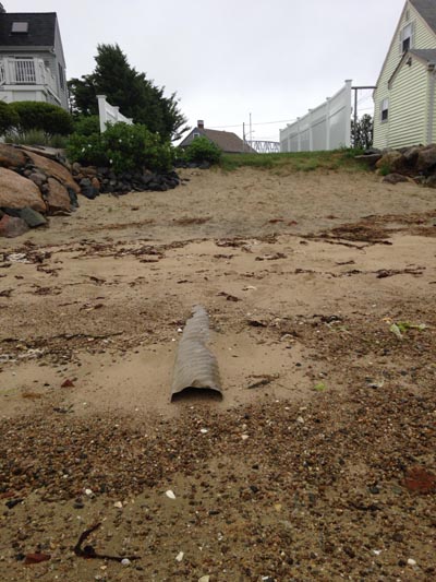 Photograph of a submerged stormdrain.